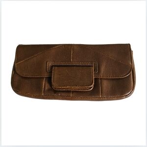 Atmosphere Clutch Brown Faux Leather Envelope Purse Small Handbag Retro